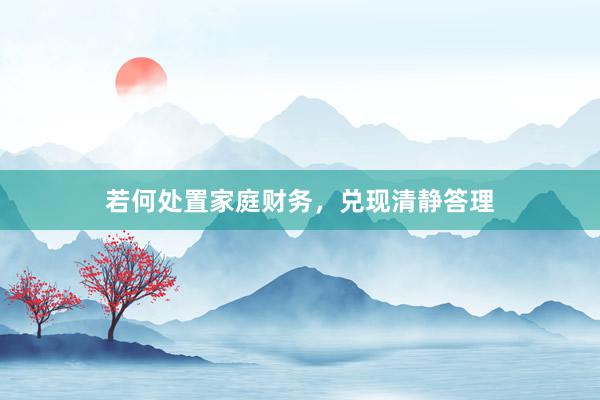 若何处置家庭财务,兑现清静答理